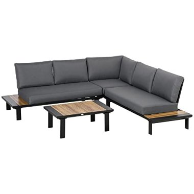 Outsunny 4 Pieces Aluminium Garden Furniture Set Indoor Outd