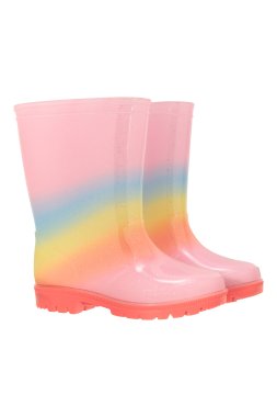 Rainbow Glitter Kids Wellies - Purple
