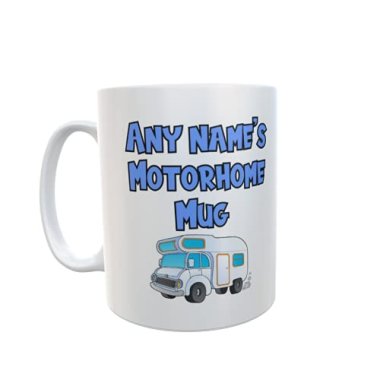 Personalised Motorhome Mug Gift - Custom Name Blue Text - Ni