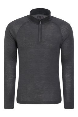 Merino II Mens Zip Neck Base Layer Top - Dark Grey