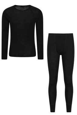 Merino Mens Thermal Neck & Pant Set - Black