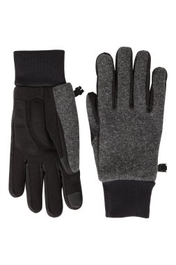 Windproof Fur Lined Mens Touchscreen Glove - Grey