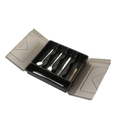 AKOLAFE Cutlery Trays, Large Camping Cutlery Tray with Lids