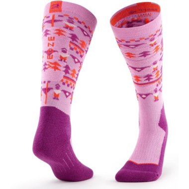 Children's Ski And Snowboard Socks 100 - Pink Patterned