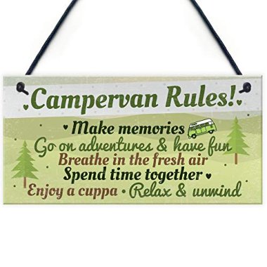 RED OCEAN Novelty Campervan Sign Camper VW Rules Travel Hang