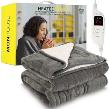 MONHOUSE Heated Throw - Electric Blanket - Digital Controlle