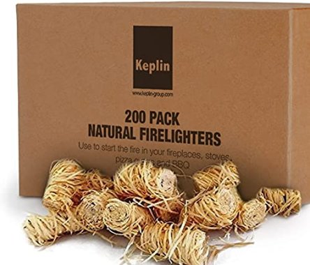 KEPLIN Natural Firelighters - 200 Pack | Eco Friendly Wood F