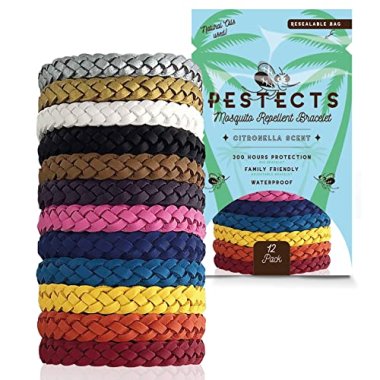 Pestects Mosquito Repellent Bracelet 12 Pack, Adjustable Lea
