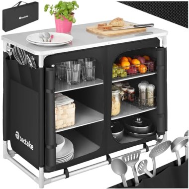 TecTake® Portable Camping Cupboard- 6 Internal Shelves, 3 Ex