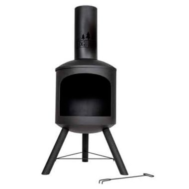 Log Barn Fire Chiminea for Garden (43 x 43 x 118 cm). Black