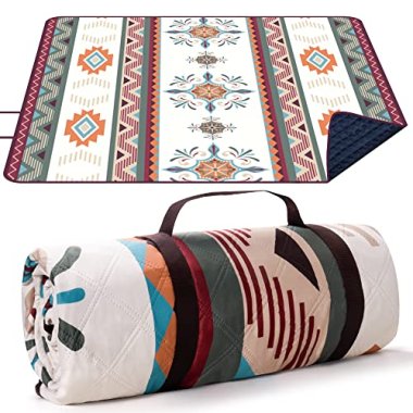 LARUTAN Waterproof Picnic Blanket, 200x200CM Large Beach Bla