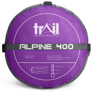 Alpine Hooded Sleeping Bag 400gsm