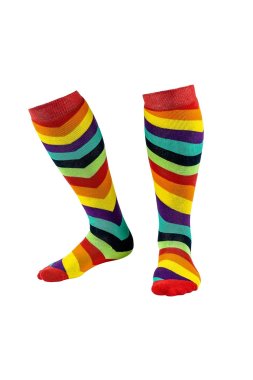 3 in 1 Welly Hiking and Ski Socks Diagonal Rainbow -