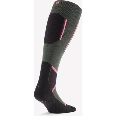 Adult Merino Wool Ski Socks 500 - Khaki And Pink