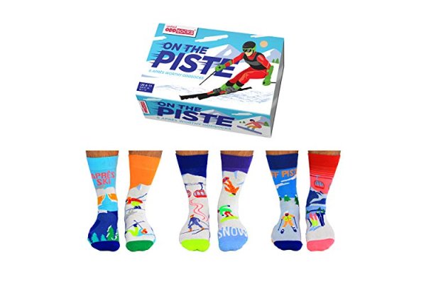United Oddsocks On The Piste- Box of 6 Mens Oddsocks, UK 6-1