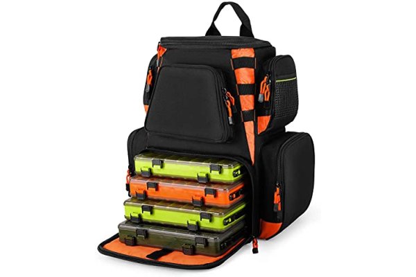 Magreel Fishing Bag with 4 Fishing Tackle Boxes, Heavy-Duty