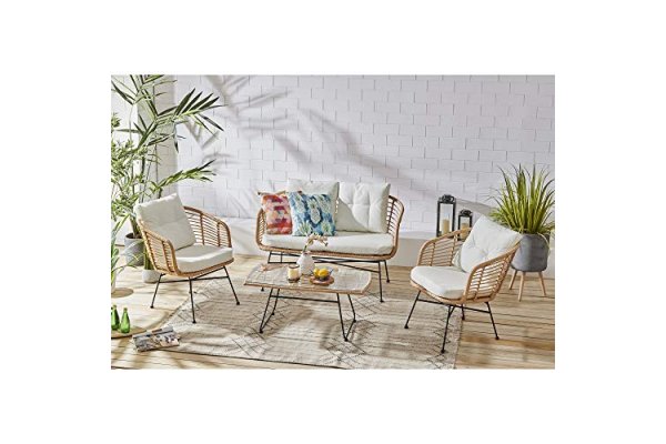 Cherry Tree Furniture St Loy Natural Colour 4-Seater Rattan 