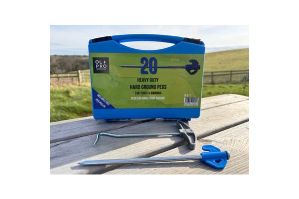 Case of 20 Hard Ground Pegs and Peg Puller