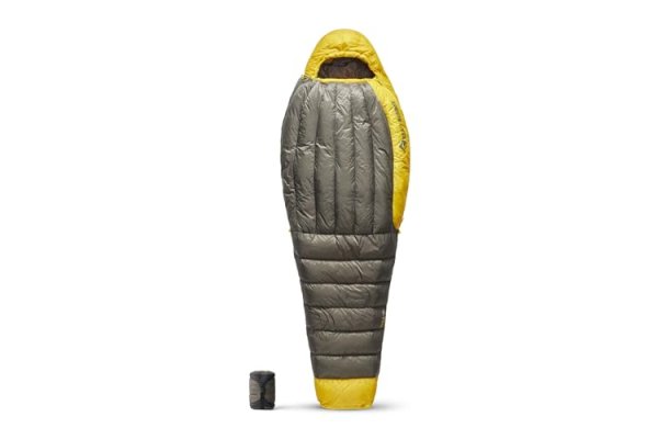 Sea to Summit - Spark Ultralight Down Sleeping Bag Regular (7°C) - Mummy Shaped - Full Length - 850+ Loft Ultra-Dry Down - 1 Season - For Backpacking - Grey & Yellow - 363g